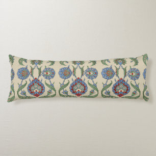 Cojín Impresión de arte floral geométrico vintage azul r