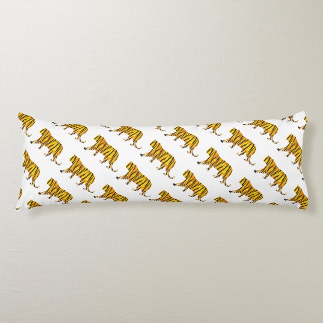 Cojín Impresión de tigre negro y Naranja (Anverso)