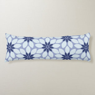 Cojín Imprimir en bloque Flores de mosaico azul