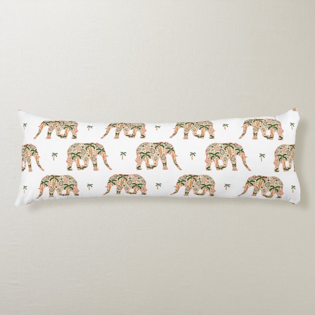 Cojín Indian Floral Paisley Ornate Elephants (Anverso)