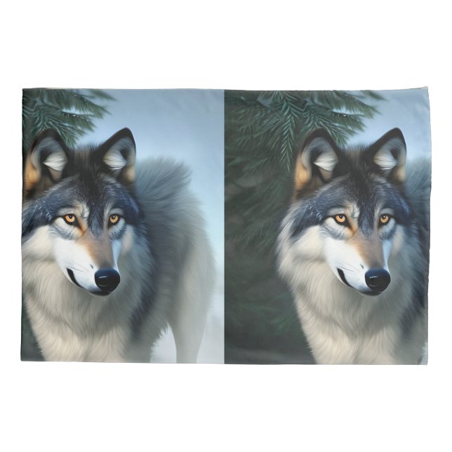 Cojín Intrépido el lobo ártico, funda de almohada (Reverso)