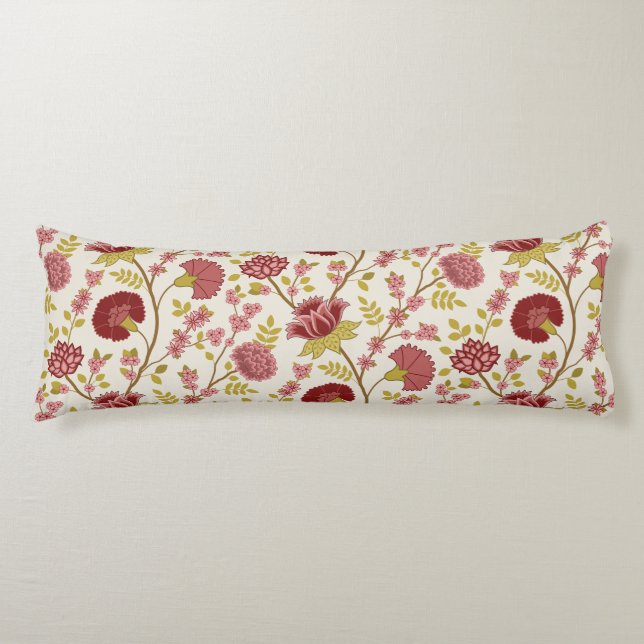 Cojín Jacobo Floral Big Pattern Reds Rosa Crema de oro (Anverso)