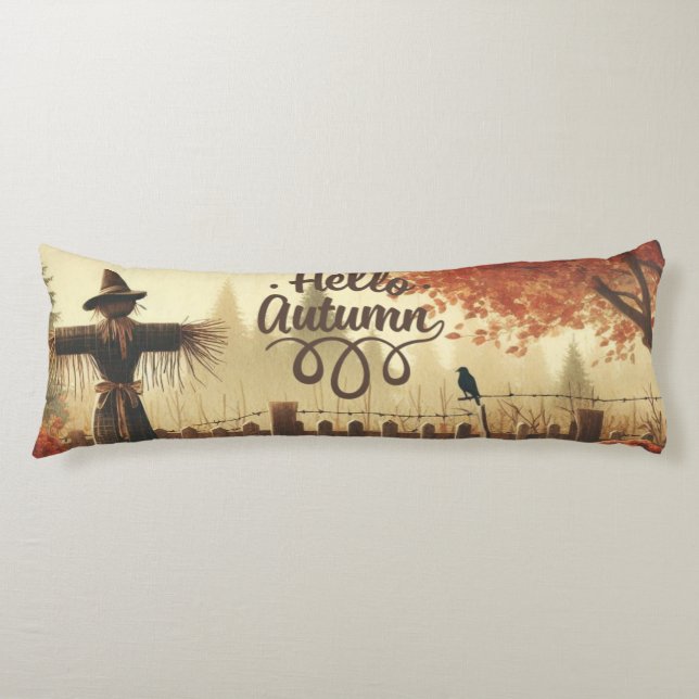 Cojín Jardín de otoño y espantapájaros (Anverso)