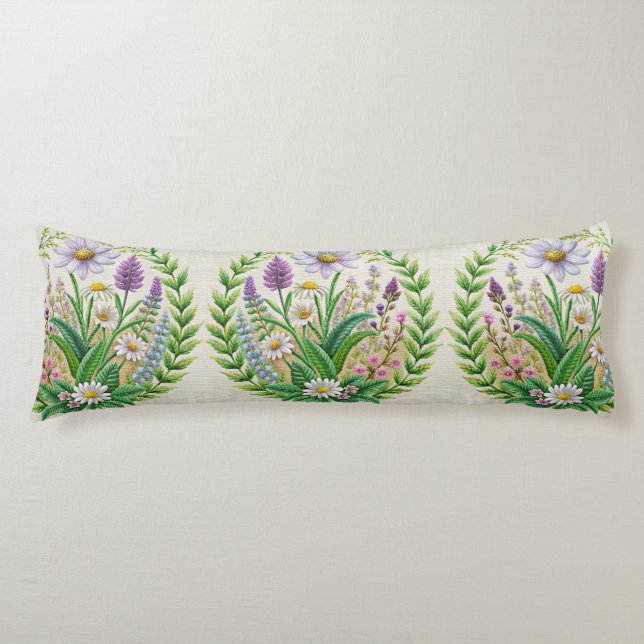 Cojín Jardín de primavera bordado Pillow Diseño Chamomil (Anverso)