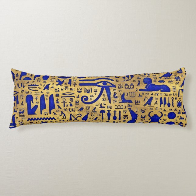Cojín Jeroglífico egipcio Lapis Lazuli y Gold (Anverso)