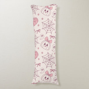 Cojín Kawaii Fantasmas y Calabaza Rosada de Halloween (2