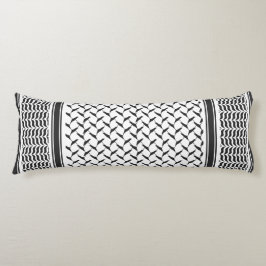 Cojín Kuffiya jordano palestino shemagh blanco y negro