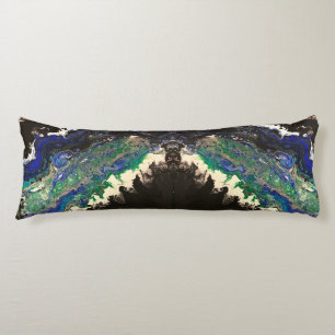 Cojín La Laguna pintura azul negro blanco verde azulado