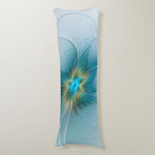 Cojín La pequeña flor fractal azul moderna belleza