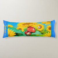 Ladybug somnoliento en Sunflowers.Gigante personal