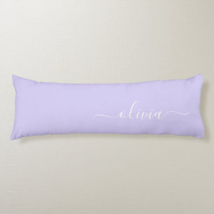 Cojín Lavender Purple Modern Script Girly Monograma Nomb