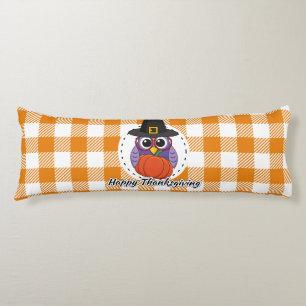 Cojín Lechuza peregrina sobre Naranja sembrada - Feliz D