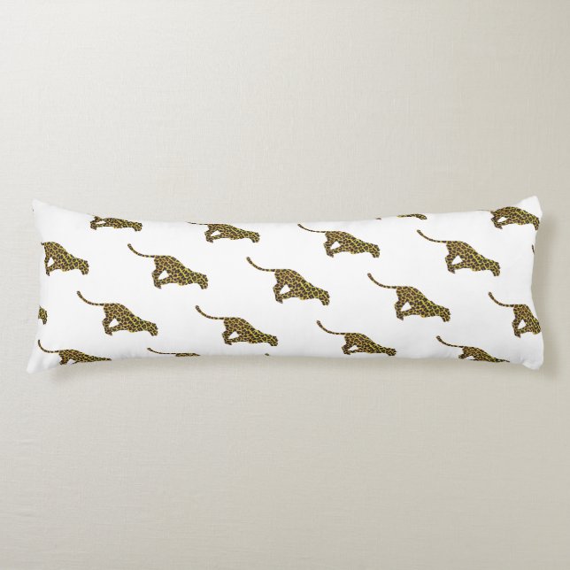 Cojín Leopardo Brown y la silueta amarilla (Anverso)