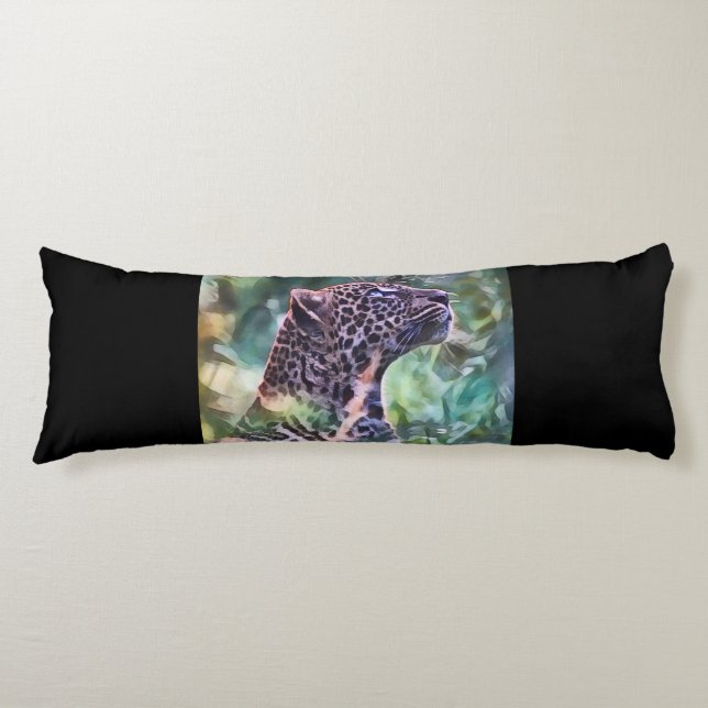 Cojín Leopardo En Una Selva Sunlit (Anverso)