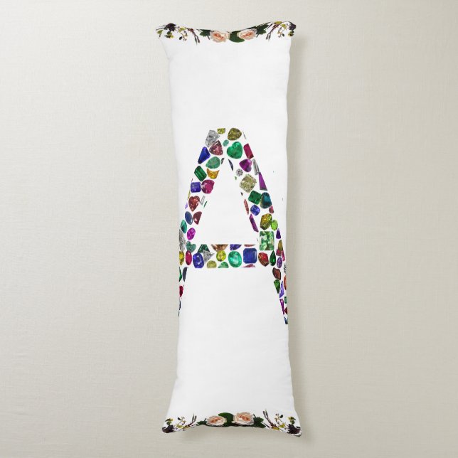 Cojín Letra inicial A con monograma floral de Gemstone (Frente vertical)