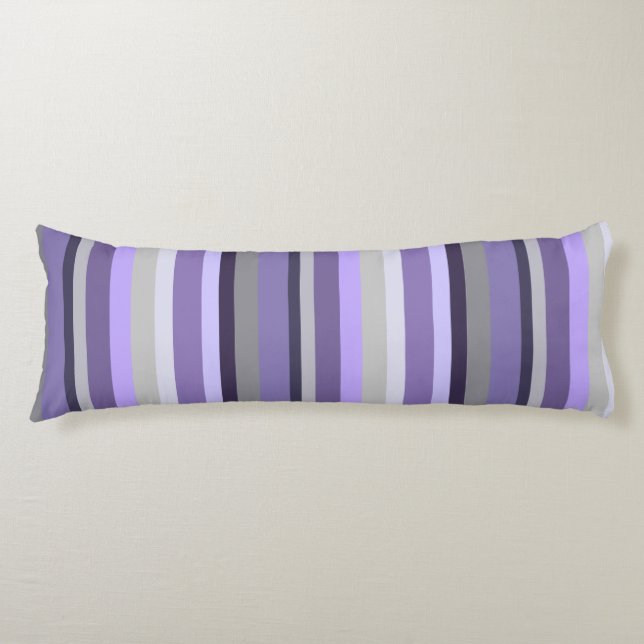 Cojín Lila Gris Lavanda Rayado Vertical (Anverso)