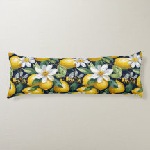 Limones amarillos frescos con abejas ocupadas y fl
