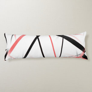 Cojín Línea Moderna Geometría Fría Blanco Rosa-Rosa Negr