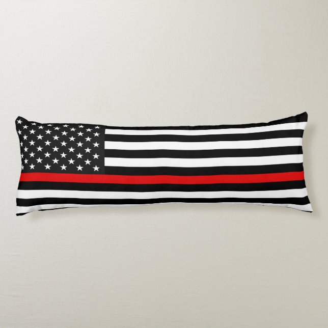 Cojín Línea roja fina bandera americana (Reverso)