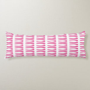 Cojín Líneas desiguales de color blanco y rosa caliente