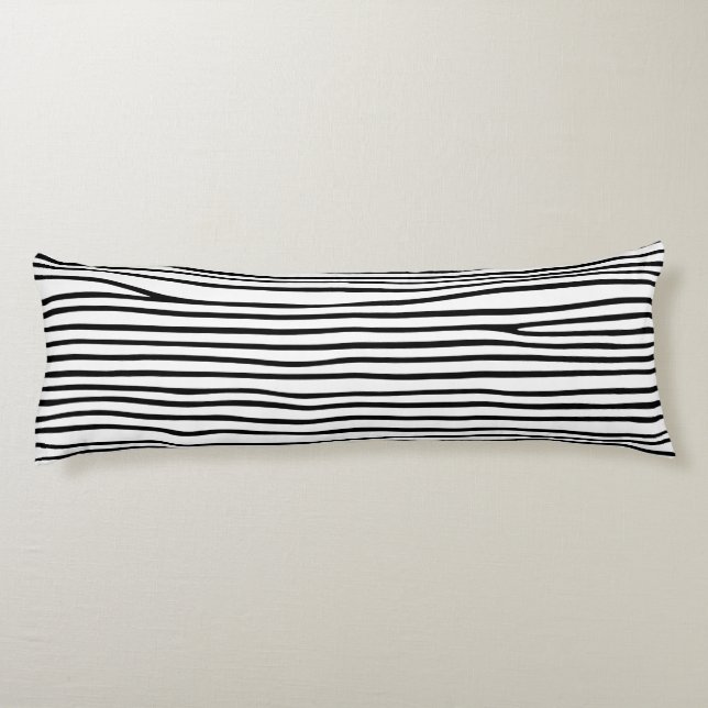 Cojín Líneas horizontales abstractas_negro (Reverso)