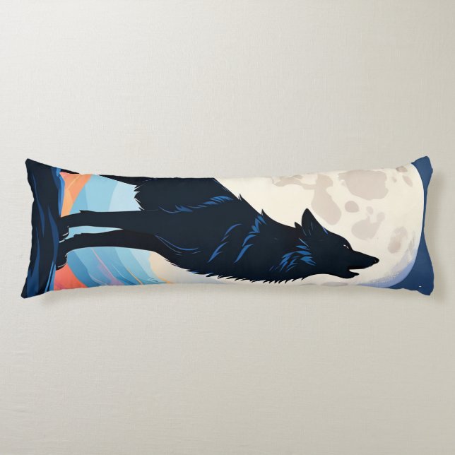Cojín Lobo aullando a la luna (Anverso)