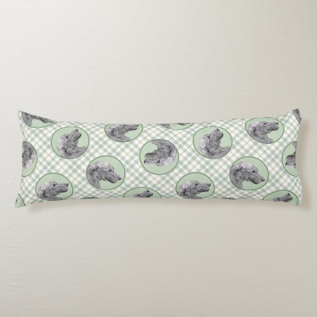 Cojín Lobo irlandés pintura gris original de perro (Anverso)