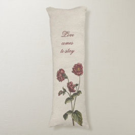 Cojín Love vintage floral, beige with romantic text 