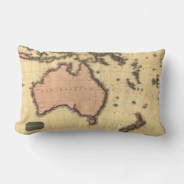 Cojín Lumbar 1818 mapa de Australasia - Australia, Nueva (Anverso)
