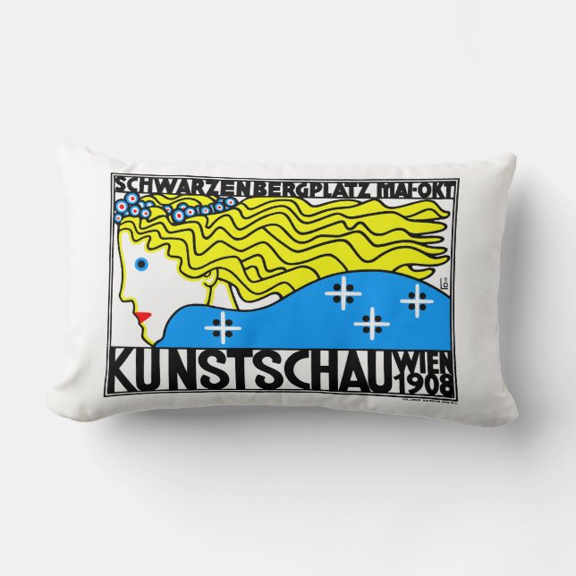 Cojín Lumbar 1908 Viena Art Nouveau Show Fair Maiden (Anverso)