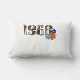 Cojín Lumbar 1968 Naranja de Flores Hippie de Paz Aqua Purple