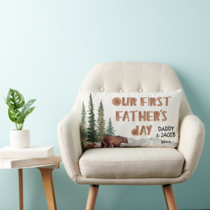 Cojín Lumbar 1.ᵉʳ Oso del Día del Padre Woodland personalizado