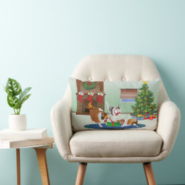 Cojín Lumbar 3 Estanterías desenvuelven un regalo, verde, vacac