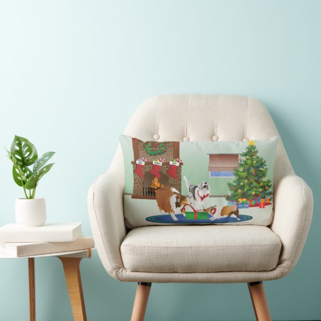 Cojín Lumbar 3 Estanterías desenvuelven un regalo, verde, vacac (Silla)