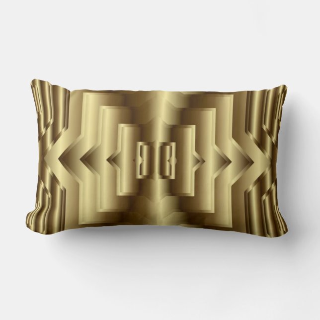Cojín Lumbar 3D Gold Geometric Luxury Seamless Pattern (Anverso)