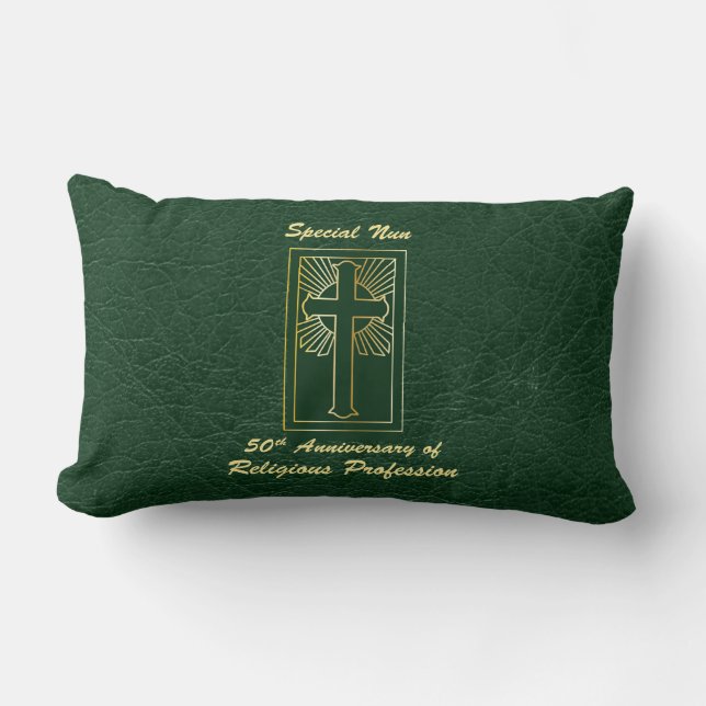 Cojín Lumbar 50° Aniversario de la Profesión Religiosa Verde (Anverso)