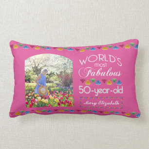 Cojín Lumbar 50 cumpleaños Las gemas más fabulosas rosan tu f