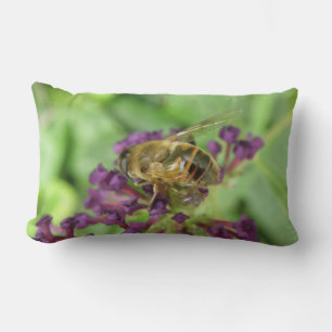 Cojín Lumbar Abeja de miel y flor morada Pillow