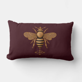 Cojín Lumbar Abeja Real Dark Romance | Francés Burgundy & Oro