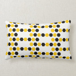 Cojín Lumbar Abejorro Negro Amarillo Geométrico Hexagrama Patró