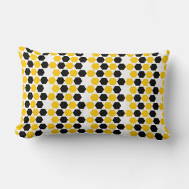 Cojín Lumbar Abejorro Negro Amarillo Geométrico Hexagrama Patró