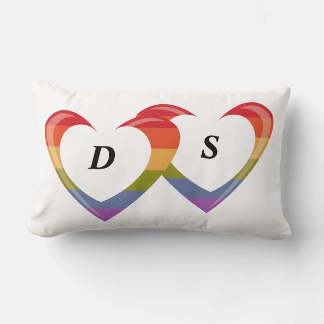 Cojín Lumbar Abra los corazones - monograma (Anverso)