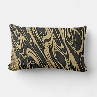 Cojín Lumbar Abstract Fluid Art - Black Marble Effect