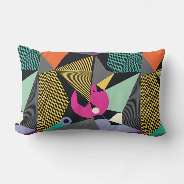 Cojín Lumbar Abstract modern triangles background pattern illus (Anverso)