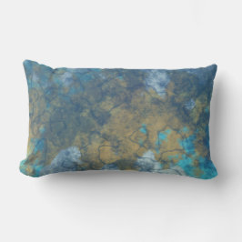 Cojín Lumbar abstracto azul y amarillo