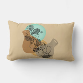 COJÍN LUMBAR ABSTRACTO BOHEMIANO MINIMALISTA DE HOJA NEGRA