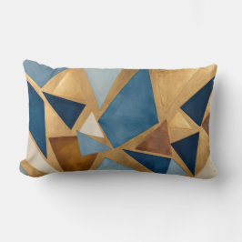 Cojín Lumbar abstracto geométrico de blues y metales