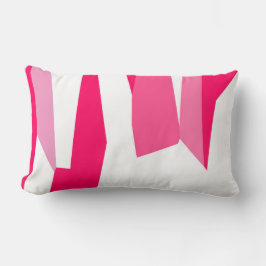 Cojín Lumbar abstracto rosa y blanco