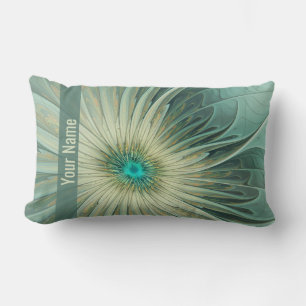 Cojín Lumbar Abstracto Sage Green Fantasy Flower Fractal Name