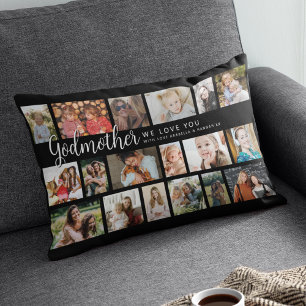 Cojín Lumbar Abuela adoptiva personalizada Collage de 18 fotos